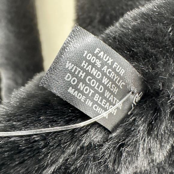 Heimish Faux Fur Scarf OS Black Soft Plush Neck Warmer Quiet Luxury Winter Chic - Picture 7 of 9